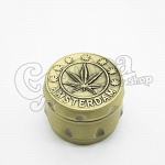 Grinder metal 50 mm with 4 part silver-gold leaf pattern